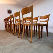 Lot 12 wooden bistro chairs by Horgen Glarus 70s vintage