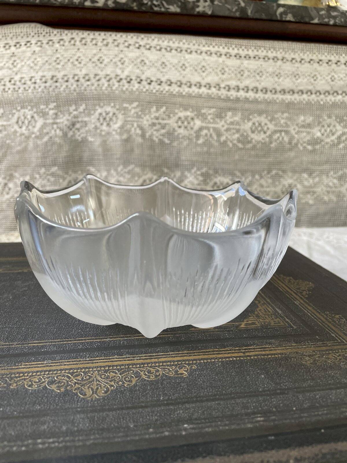 Thick transparent and opalescent glass cup