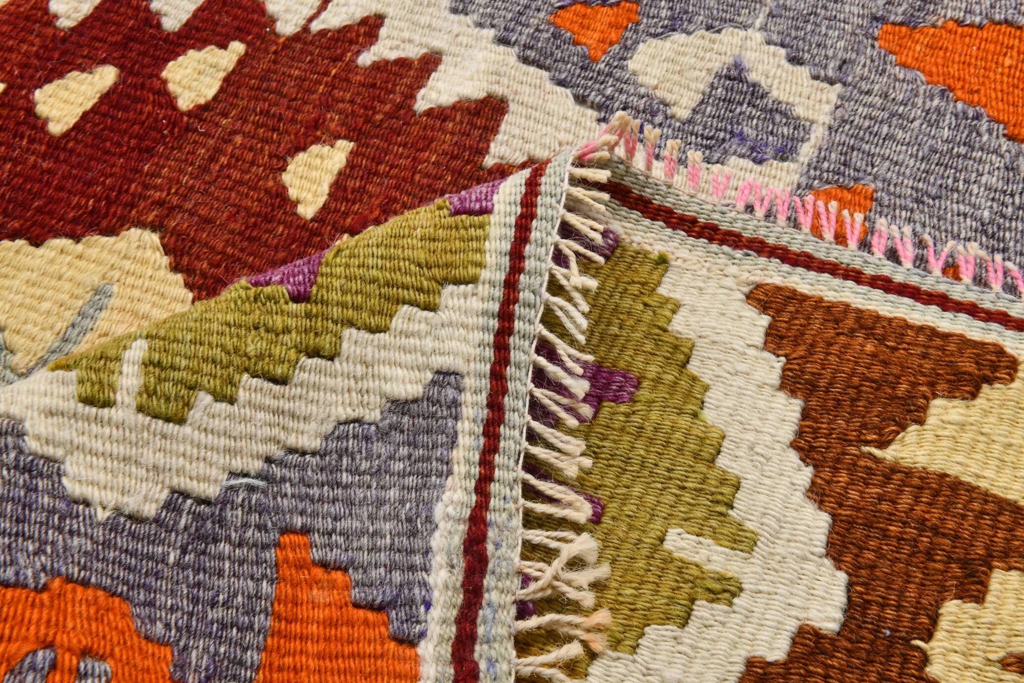 5x8 Geometric Handmade Wool Persian Kilim Rug, 171x260Cm