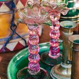 Set of two vintage Murano glass palm tree candle holders