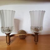 Pair of art deco wall lamps glass paste