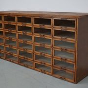 Vintage Dutch oak haberdashery shop cabinet, 1930s