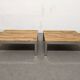 Pair of coffee tables or side tables in solid oak, France circa 1970.
