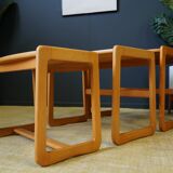 Swedish pale teak nesting tables set of three