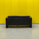 Walter Knoll Studio Line Series black leather 2 seater sofa designed by Jürgen Lange