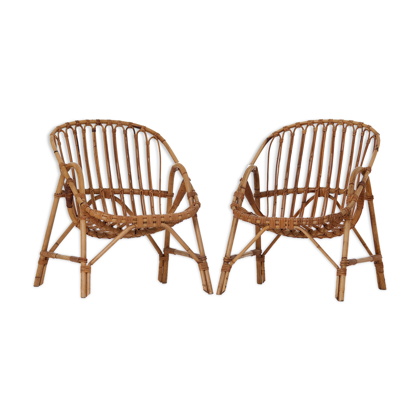 Vintage 60's rattan armchairs