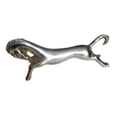 A silver metal horse knife holder