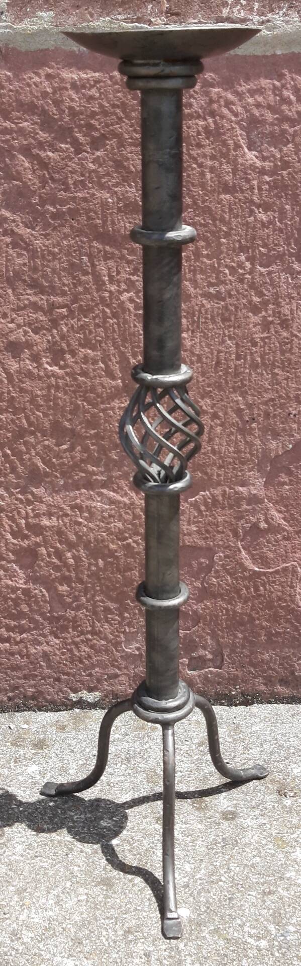 Candle holder or wrought iron candlestick (height 72 cm)