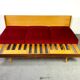 Daybed in beech and red fabric by jitona, vintage czech 1970s
