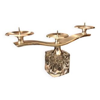 Glass and silver metal candle holder by Peill & Putzler 1970's