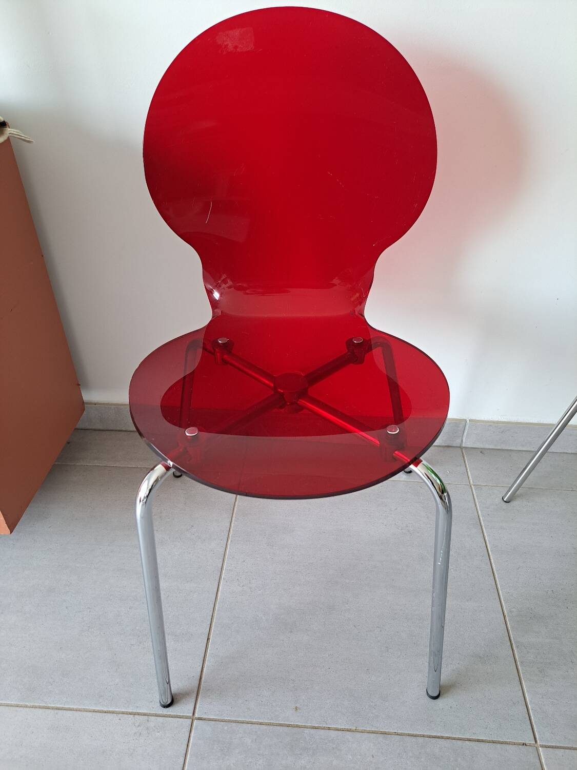 Vintage red plexi and chrome chair