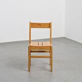 Set of six solid pine chairs by Maison Regain