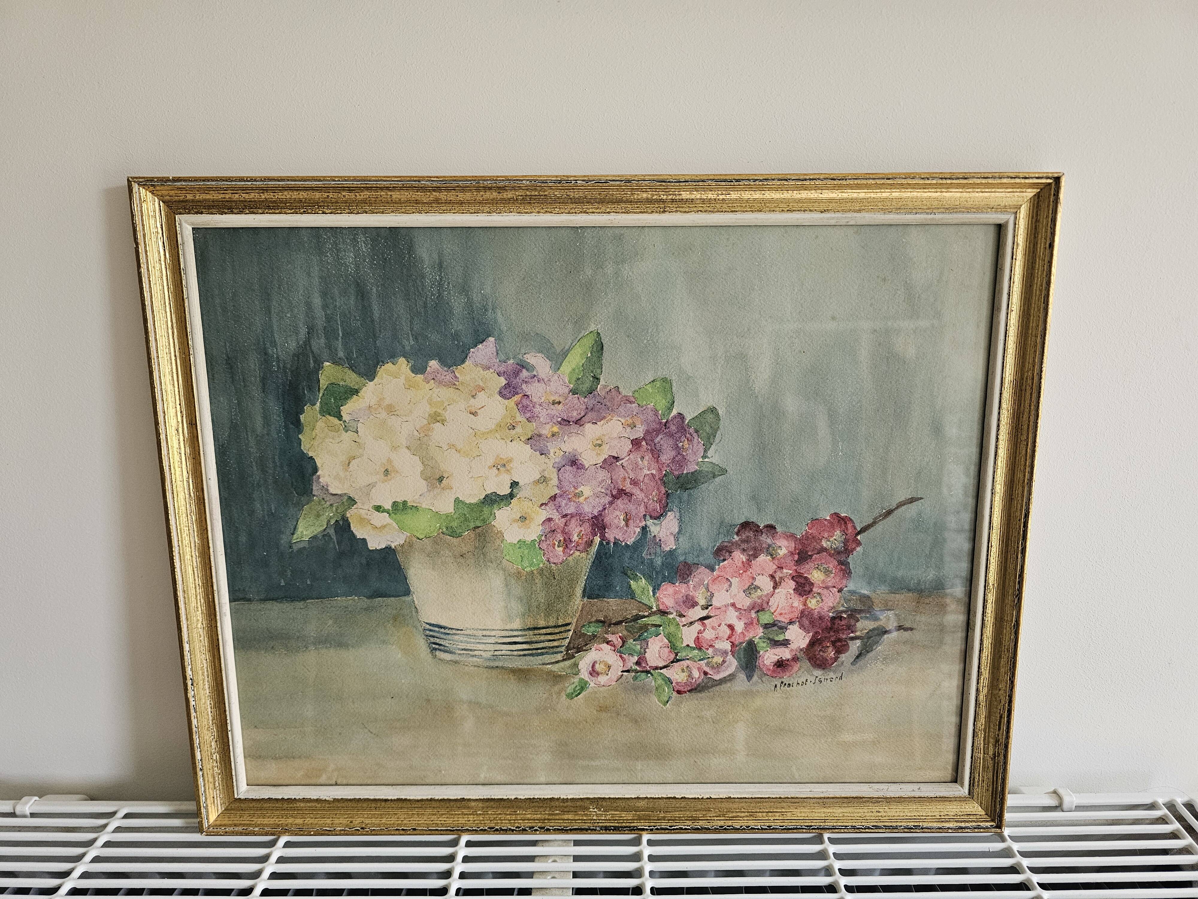 Tableau - Aquarelle Bouquet de fleurs signé Prochot