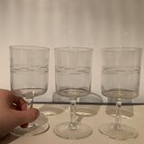 Set of 8 glasses with chiseled crystal stems 50s