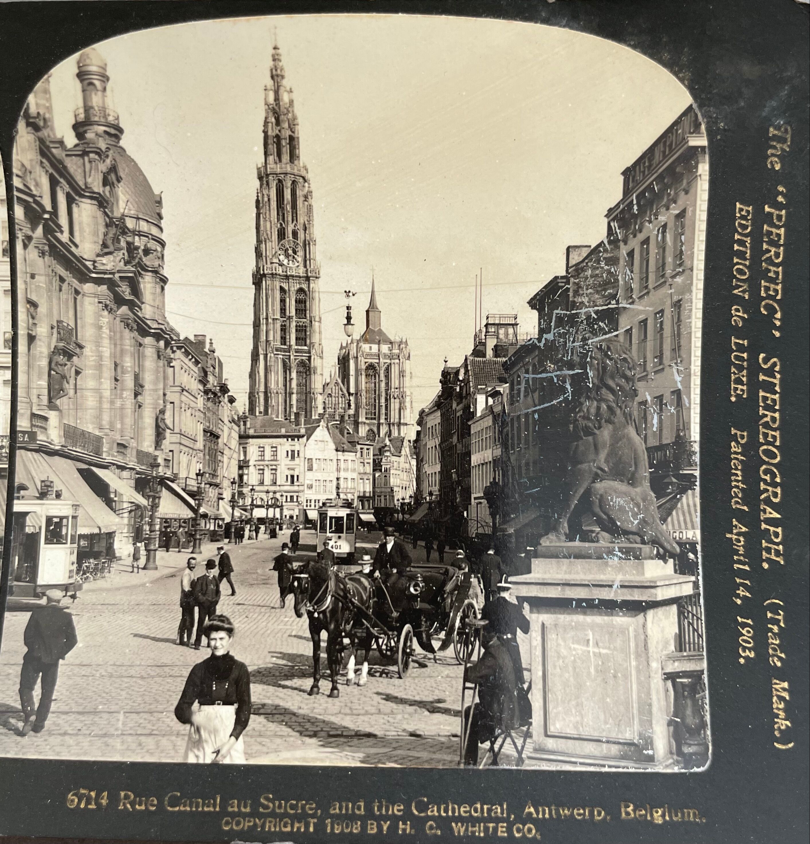 Old photography stereo, stereograph, luxury albumine 1903 Antwerp Belgium