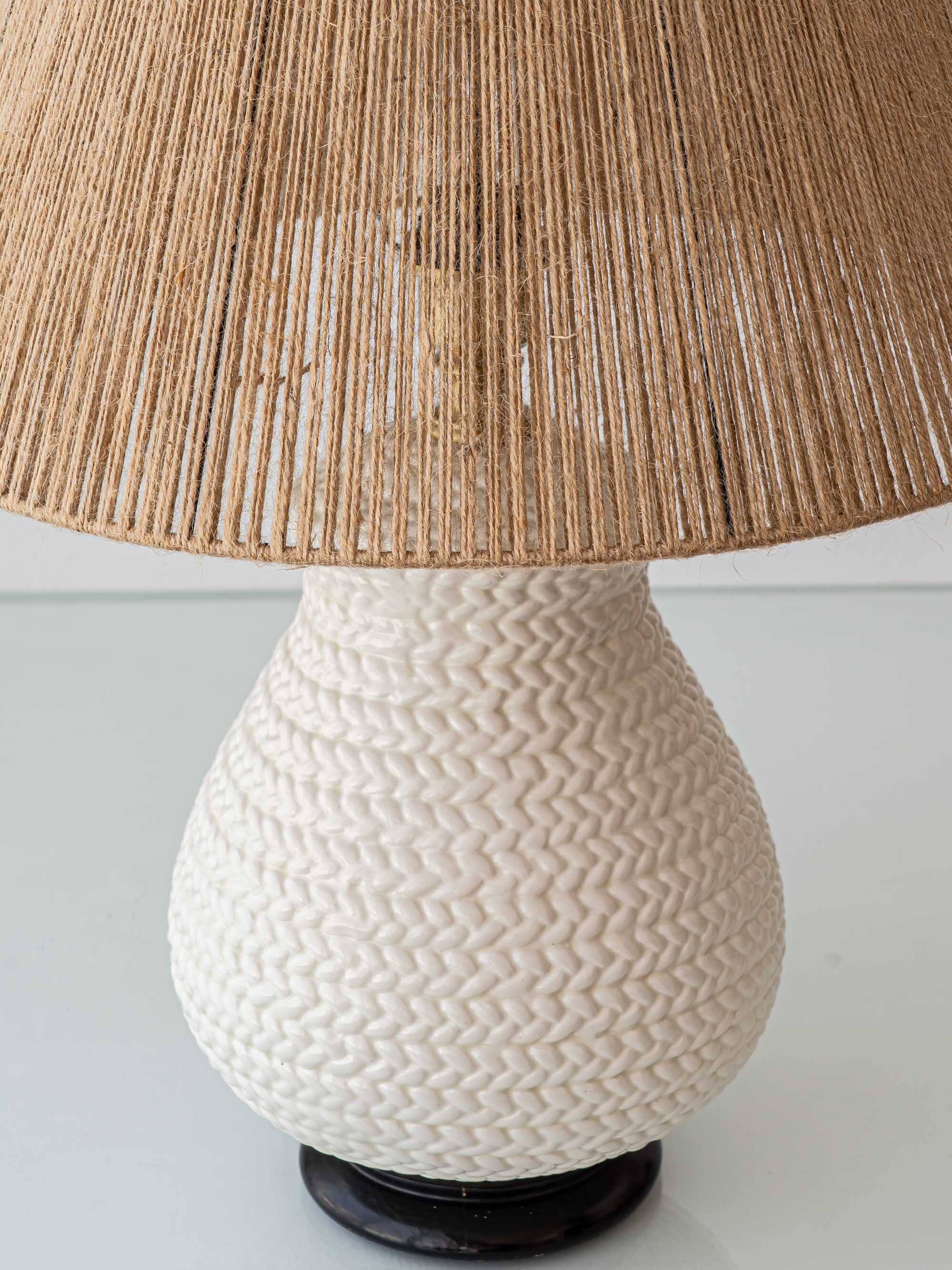 Coastal Table Lamp in Faux Wicker, Manises, Spain, 1960s, New Jute Shade