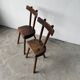 Pair of Savoyard tripod chairs, folk art, oak.