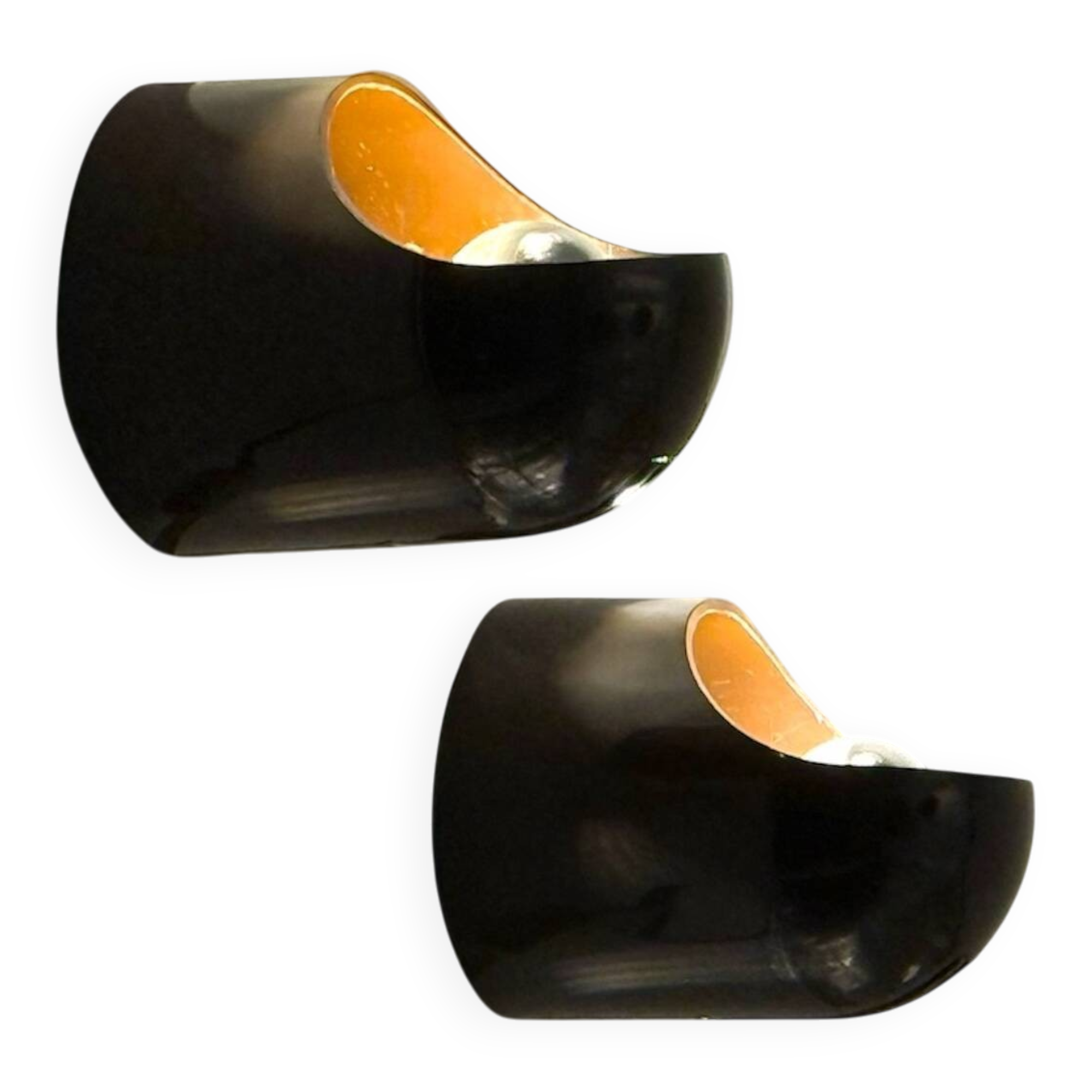 Pair of Brown Gedy Wall Lamps by Makio Hasuike 1970s Italian Design NOS