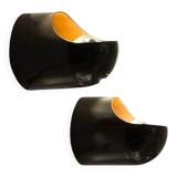 Pair of Brown Gedy Wall Lamps by Makio Hasuike 1970s Italian Design NOS