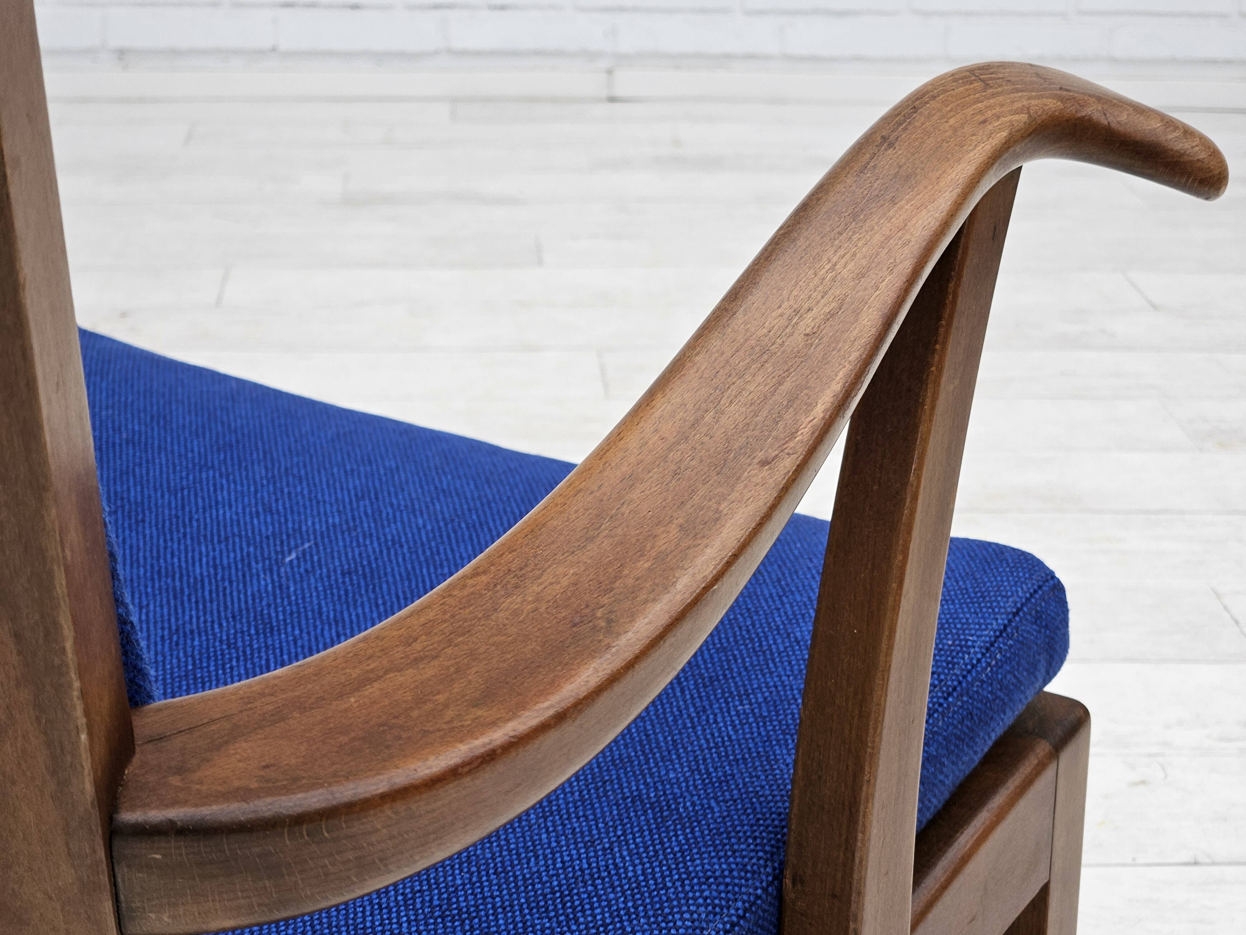 1960s, Danish easy armchair by Fritz Hansen, wool fabric, beech wood.