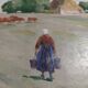 Oil painting on cardboard, rural landscape, early 20th century