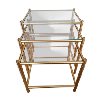 Vintage glass and brass tables