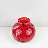 Vintage red glass ball vase