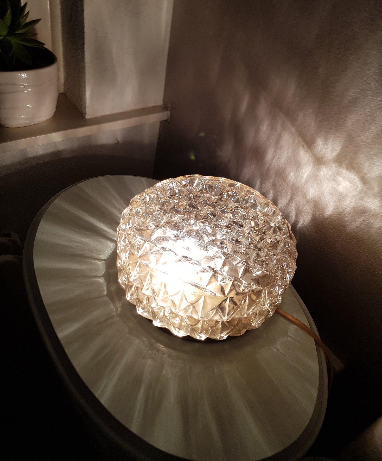 60s golden glass ceiling lamp