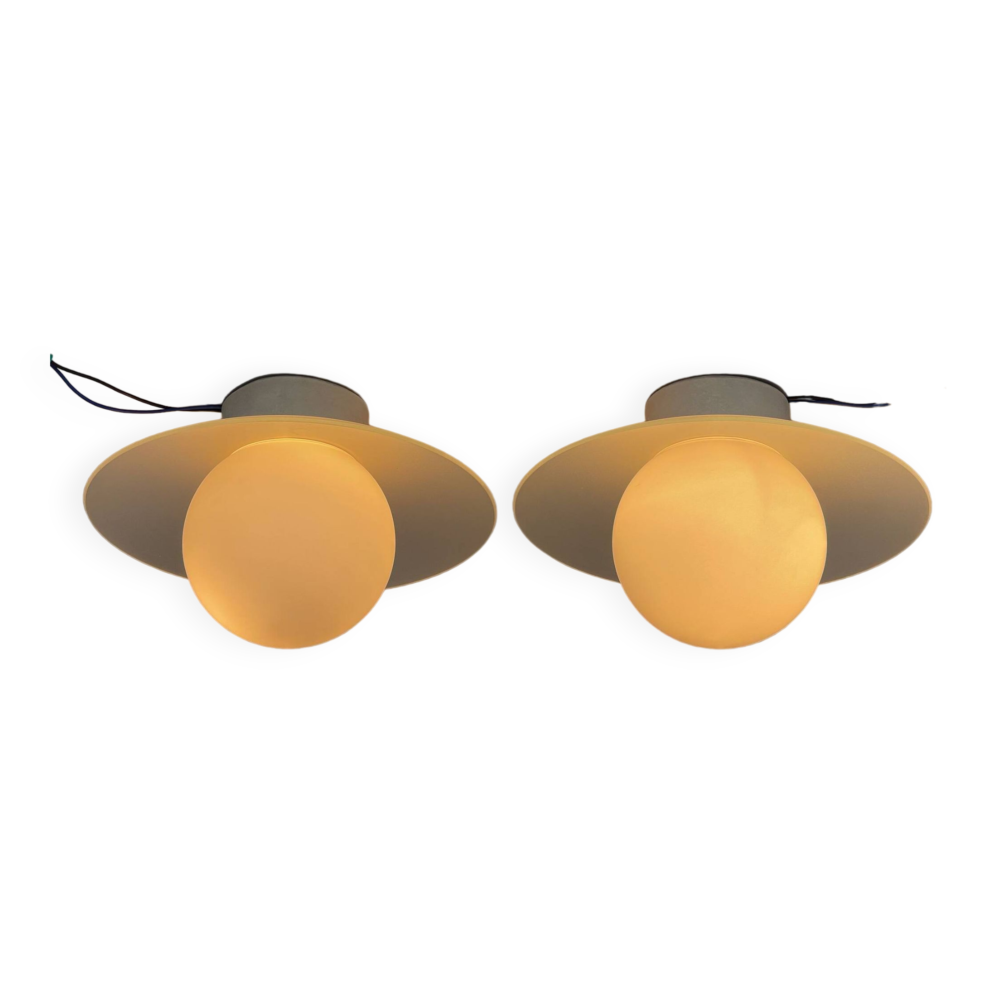 Pair of Space Age Glass & Ceramic Ceiling Lights, 1950's