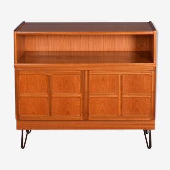 Restored Teak 1960s Nathan Squares Sideboard TV Cabinet On Hairpin Legs