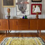 Mid-century Modern High Pile, Yellow, White, Green & Grey Rya Rug, Sweden, 1960s