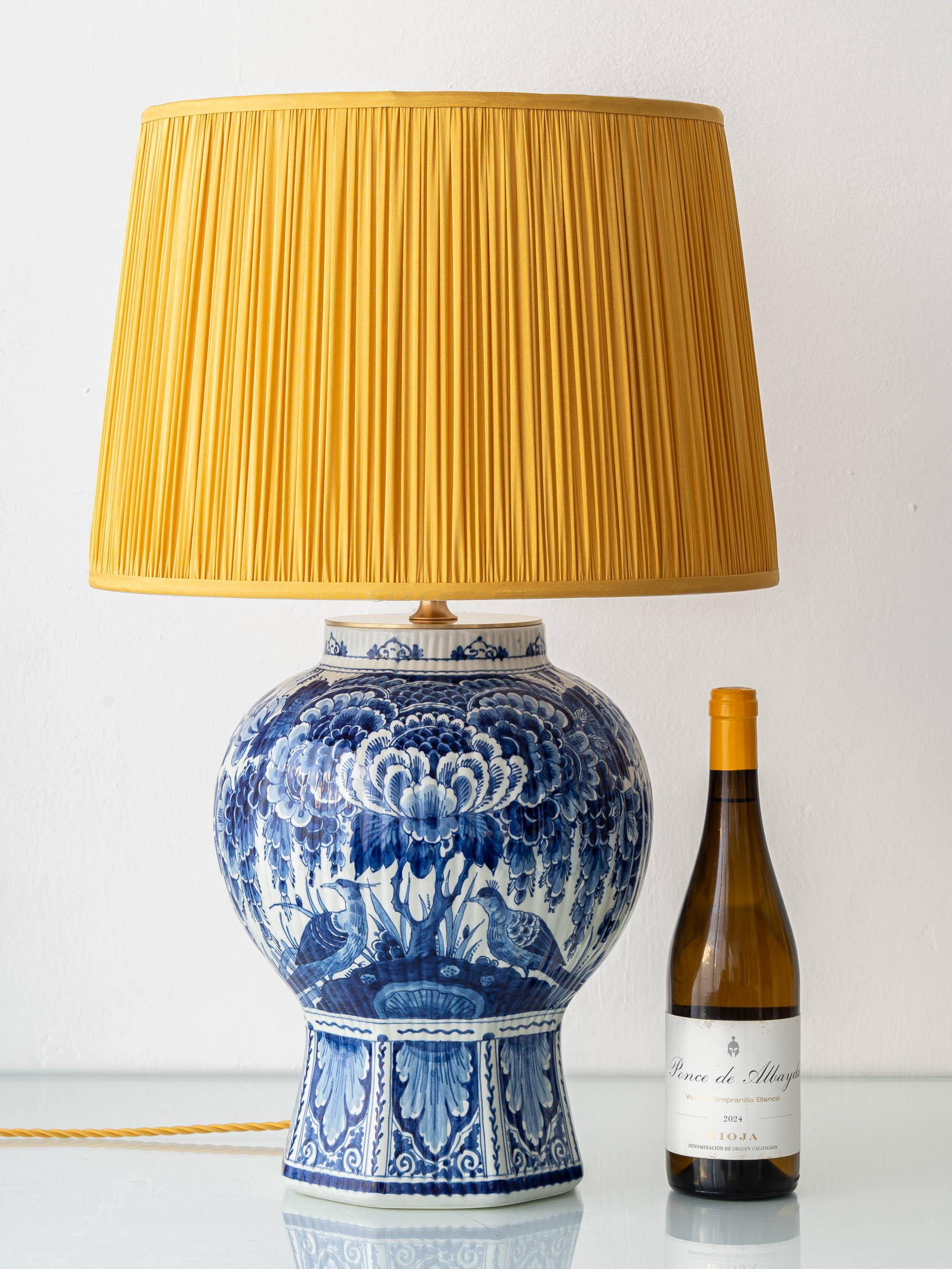 Large Royal Delft ceramic table lamp hand-painted for the 300th anniversary, 1953.