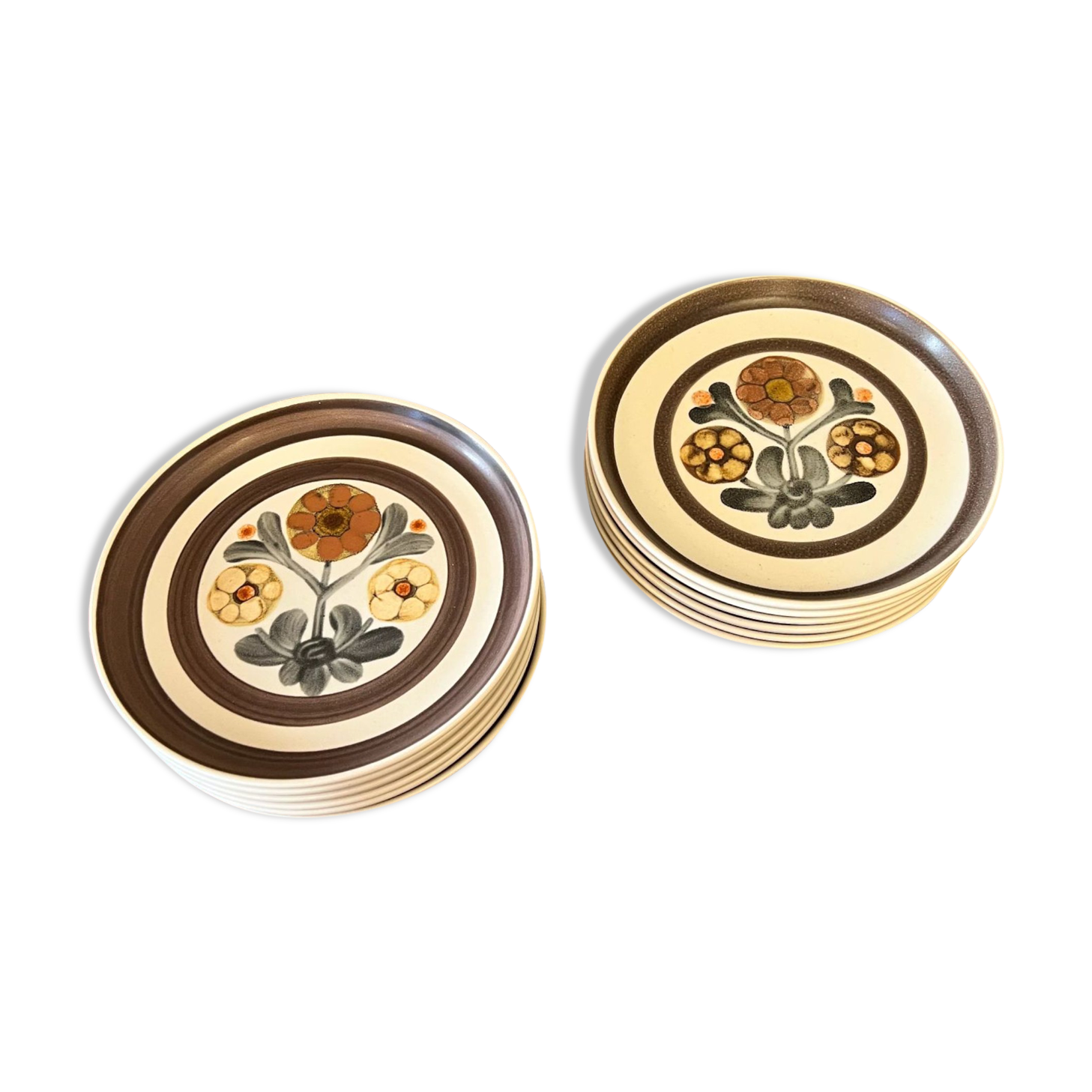 BHV - 6 flat plates in antique stoneware, England