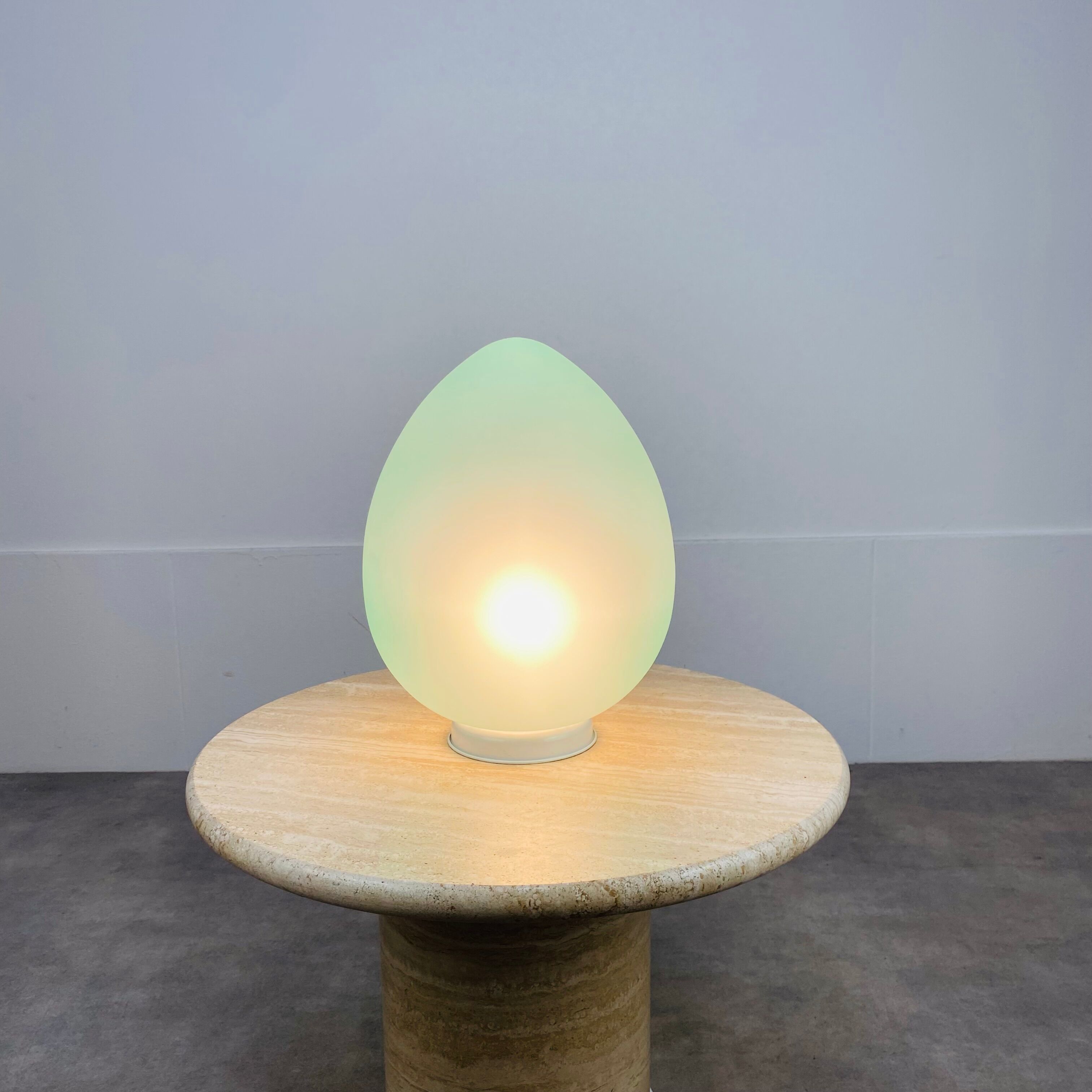 Egg lamp Domec pale green glass 70s
