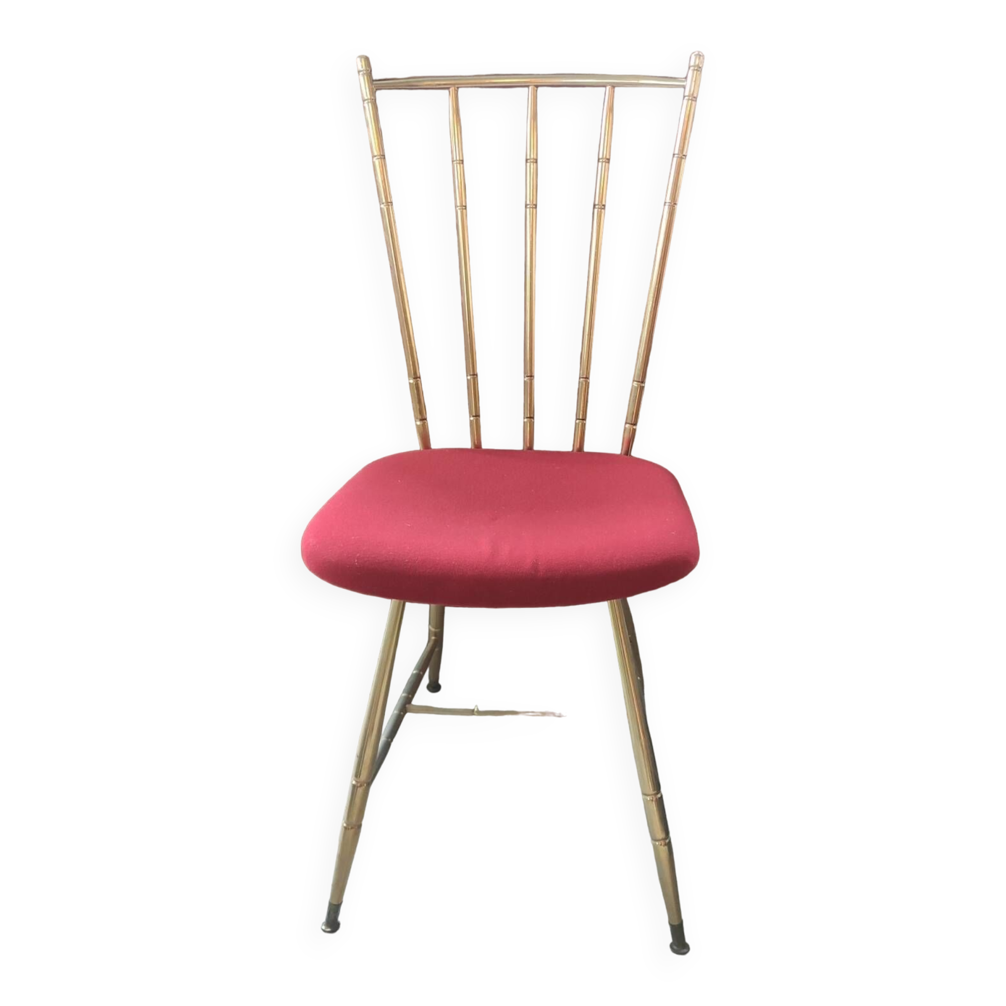 Chaise vintage design métal doré décor bambou
