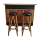 Bar en bambou vintage et ses 2 tabourets
