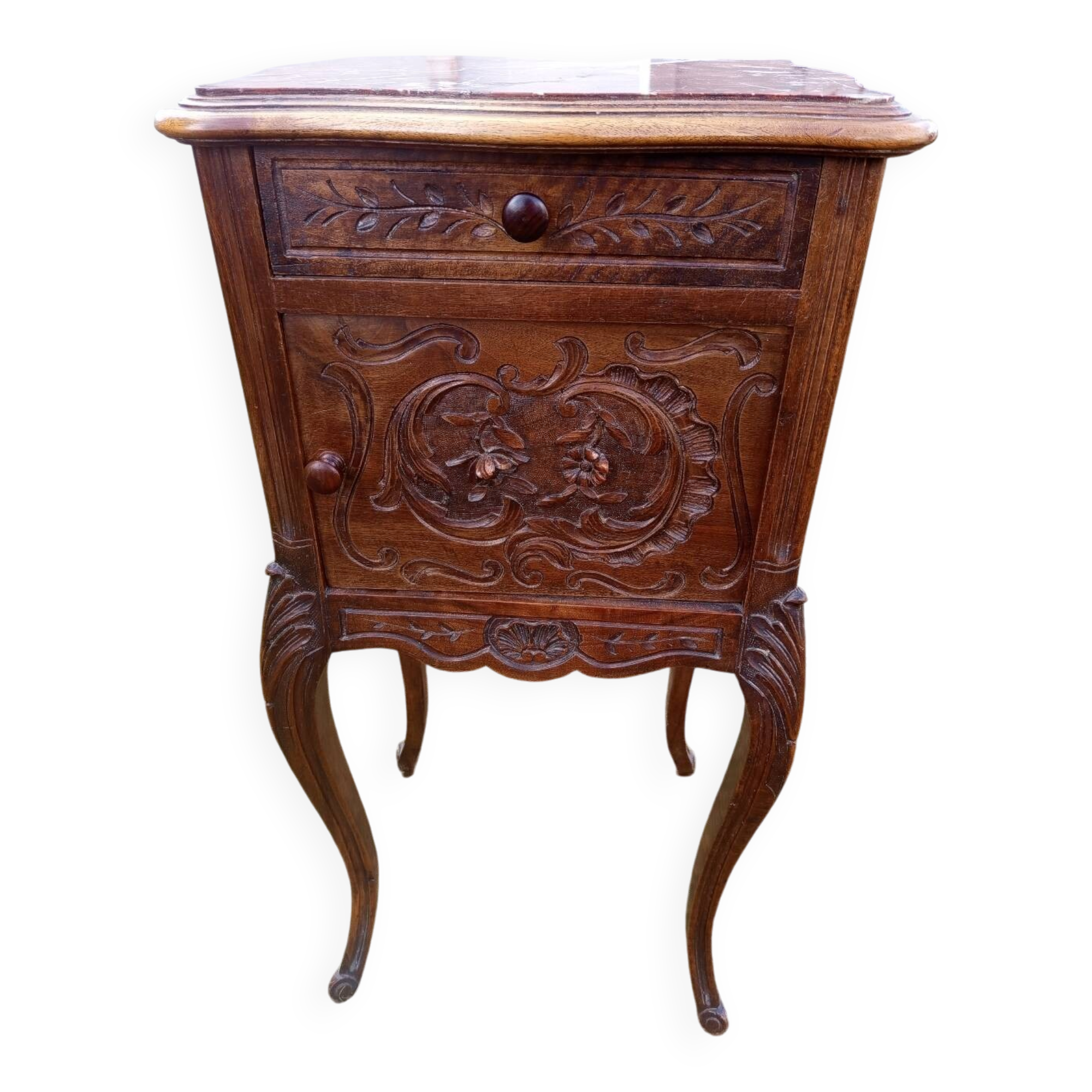 Wood and marble bedside table