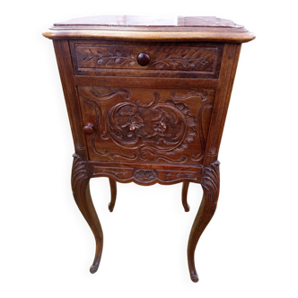 Wood and marble bedside table