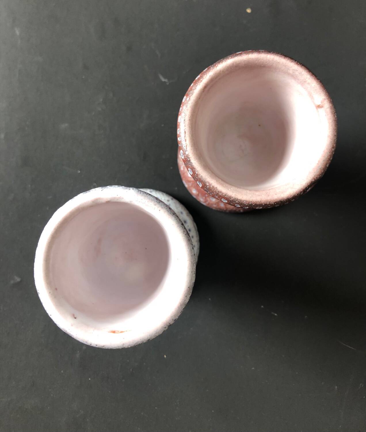 Pair of ceramic egg cups by Jean Austruy