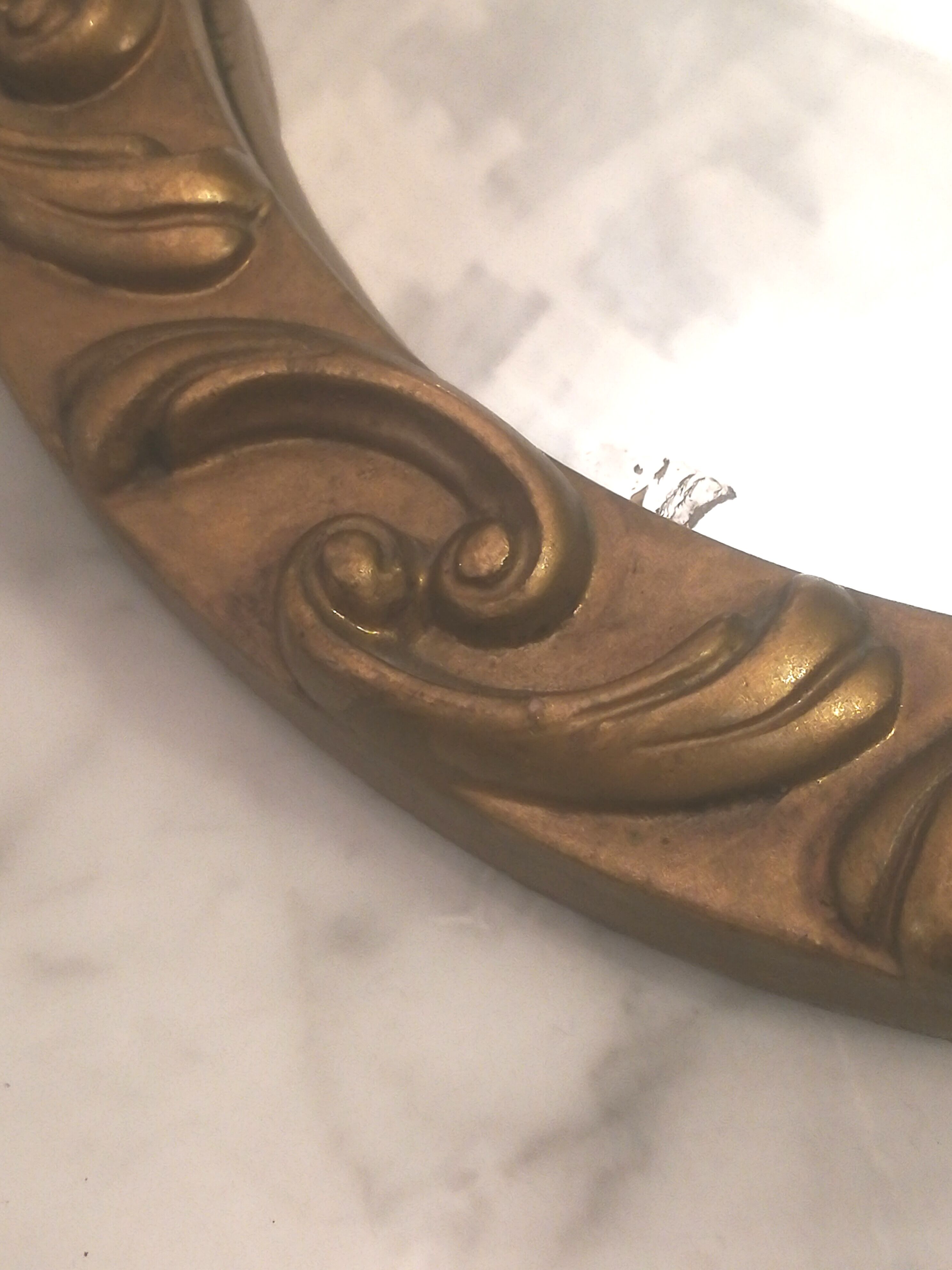 Witch mirror in gilded resin 60s