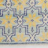 2x10 Blue & Yellow Vintage Runner Rug 73x328Cm