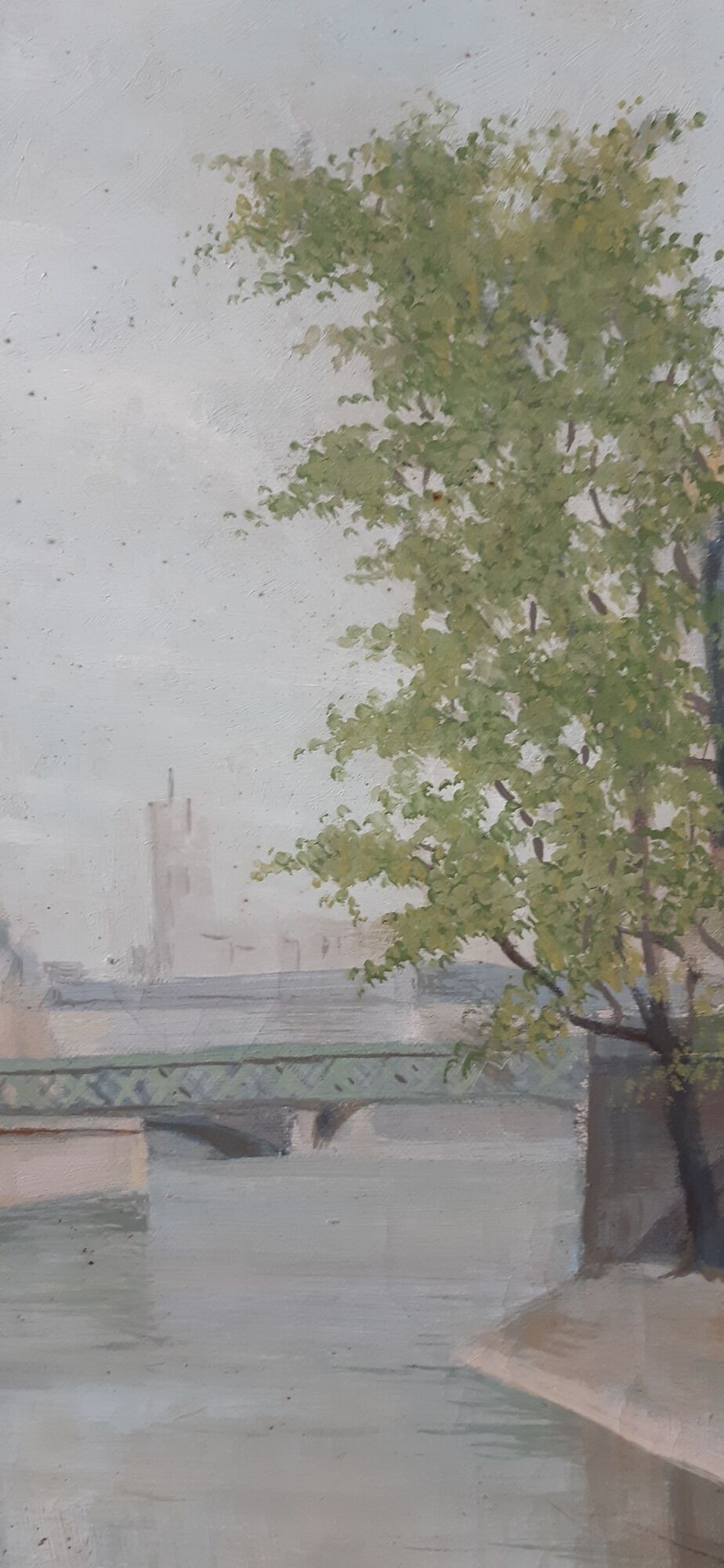Painting, oil on canvas Paris Notre-Dame 1947 signed Guillemard