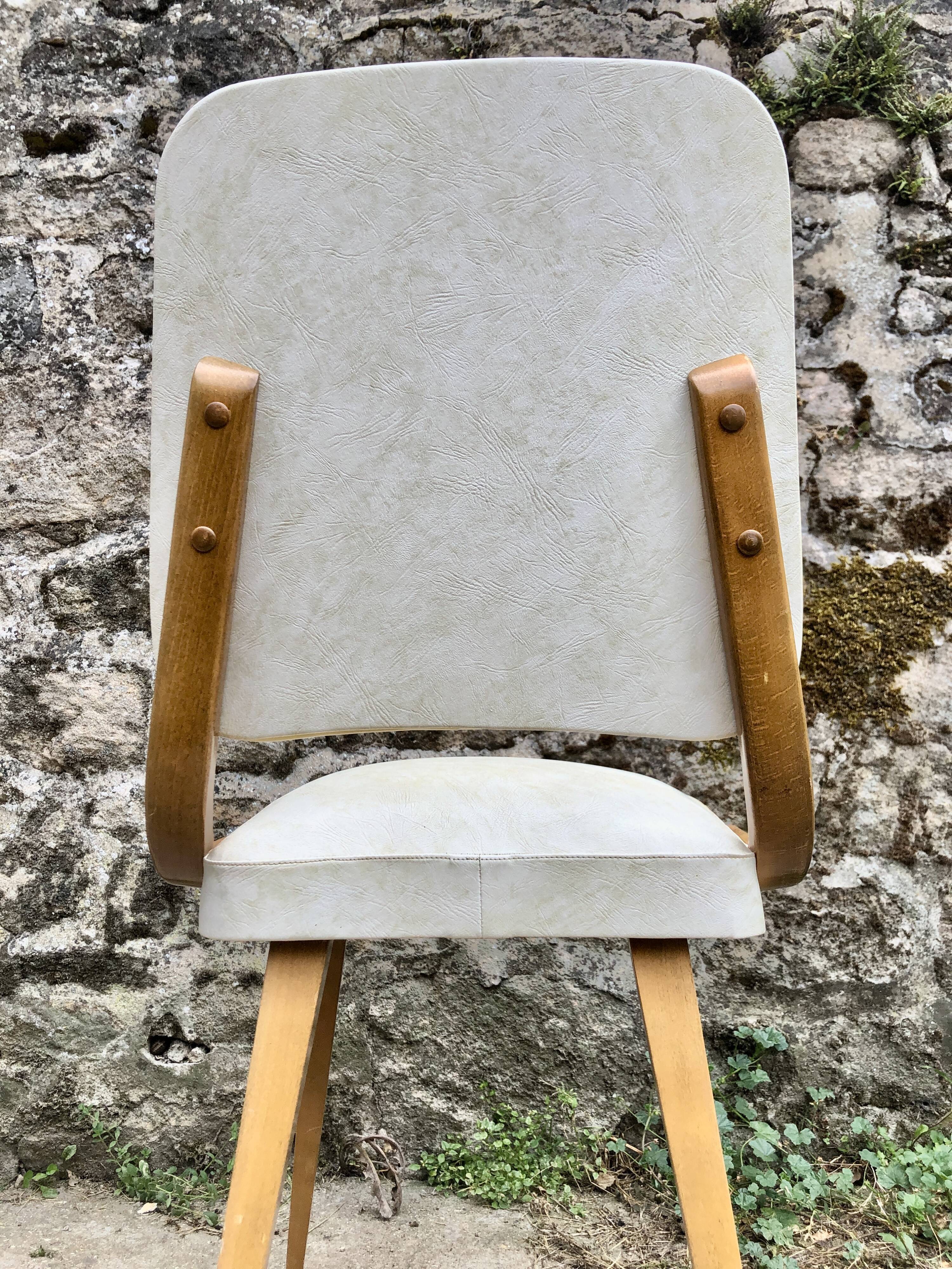 Set of 6 white chairs 1960
