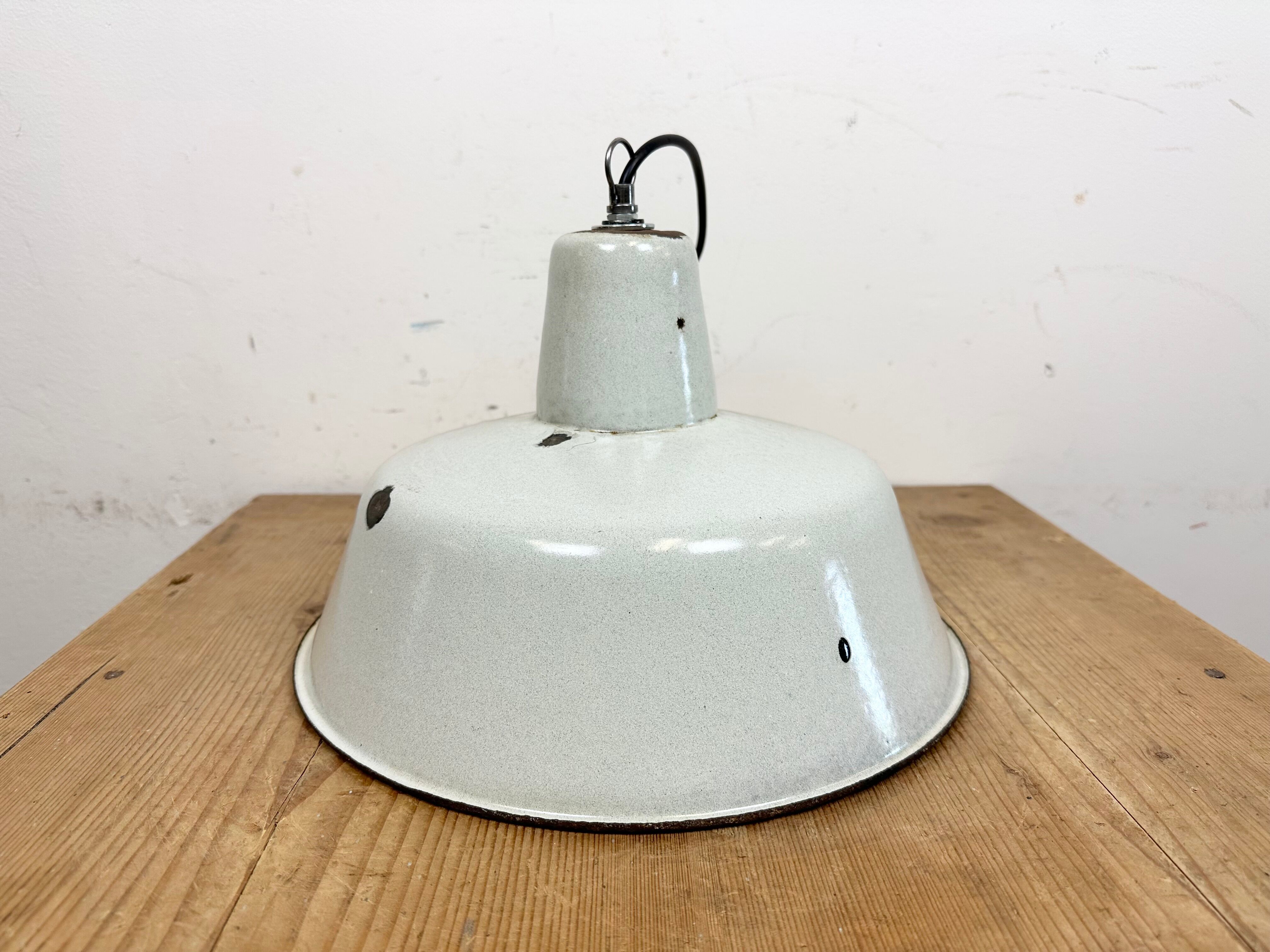 Industrial White Enamel Factory Pendant Lamp from Zaos, 1960s