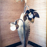 Lampadaire fleurs en laiton doré