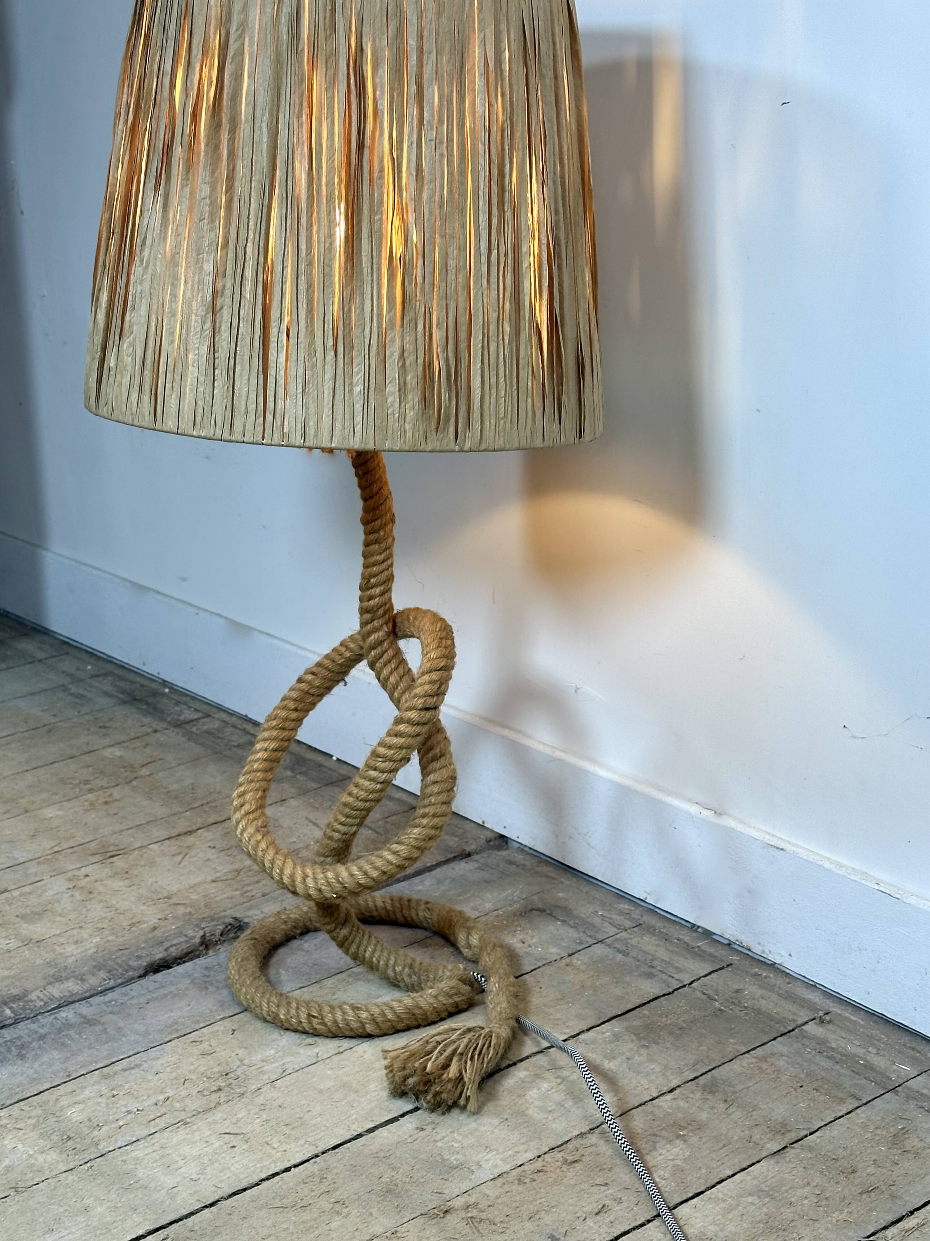 Audoux Minet lamp in rope and raffia 1950s