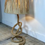 Lampe Audoux Minet en corde et rafia 1950'S