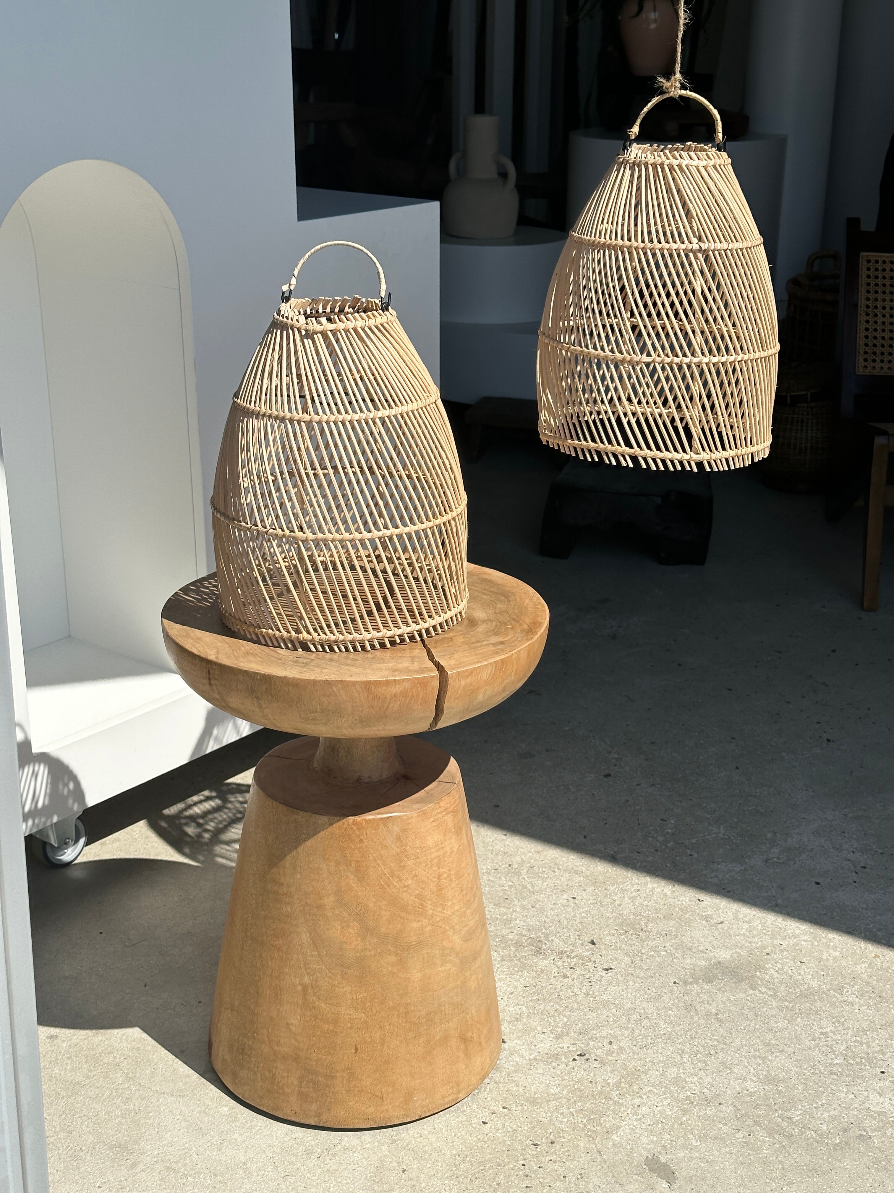 Suspension en rotin en forme de cloche d25 h28