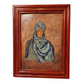Orientalist portrait oil on cardboard signed Thyra