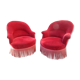 Paire de fauteuils crapaud velours rouge
